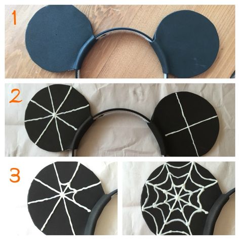 How To Make Disney Ears Diy, Mickey Ear Headband Diy, Diy Mouse Ears Halloween, Diy Mickey Pumpkin Ears, Diy Halloween Headbands, Wire Mickey Ears, Diy Mouse Ears Headband Mice, Goth Mickey Ears, Holiday Crafts Halloween