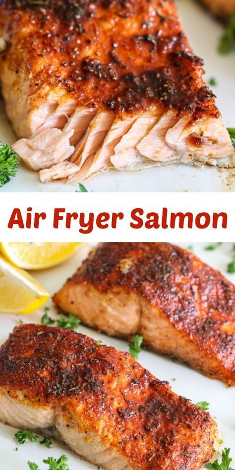 Air Fryer Salmon, Air Fryer Fish, Seafood Recipe, Air Fried Food, Air Fryer Oven Recipes, Air Fry Recipes, Air Fryer Dinner Recipes, Air Fryer Healthy, Health Dinner Recipes