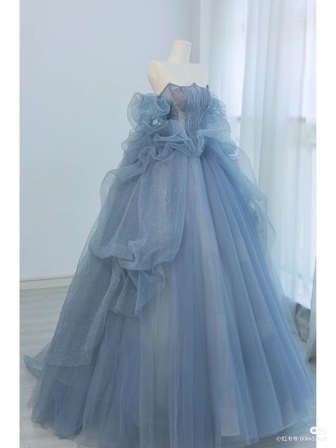 Pale Blue Ball Gown, Ball Gowns Light Blue, Blue Ballgown, Debut Gowns, Princess Dress Fairytale, Debut Dresses, Dreamy Gowns, Quinceanera Dresses Blue, Blue Ball Gowns