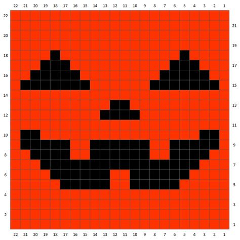 Halloween Coasters Crochet Free Pattern, Halloween Crochet Graph Patterns, Halloween Tapestry Crochet, Jack O Lantern Crochet, Crochet Jack O Lantern Pattern, Jackolantern Crochet Pattern, Halloween Grid Pattern, Halloween Crochet Tapestry, Halloween Crochet Pixel Grid