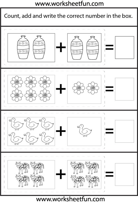 Maths For Beginners, Basic Addition Worksheets, Easy Math Worksheets, Kindergarten Math Worksheets Addition, Kindergarten Addition Worksheets, Addition Kindergarten, Math Addition Worksheets, Mathematics Worksheets, Preschool Math Worksheets