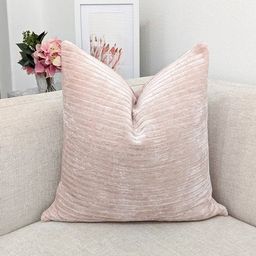 Blush Living Room, Light Pink Pillows, Pink Velvet Pillow, Blush Pillows, Pink Couch, Pink Pillow Covers, Throw Pillows Living Room, Pink Living Room, Striped Cushions