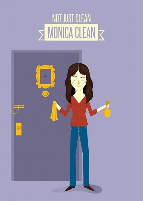 Not Just Clean Monica Clean  #FRIENDS #Monica Cleaning Quotes Funny, Friends 1994, Funny Clean, Smelly Cat, Friends Poster, Ross Geller, Friends Tv Series, Friends Moments, Phoebe Buffay