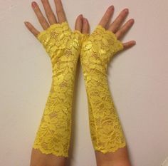 Burlesque Gloves, Aesthetic Gloves, Gloves Lace, Gothic Vintage, Hand Gloves, Lace Gloves, Yellow Lace, Arm Sleeve, Fashion Fits