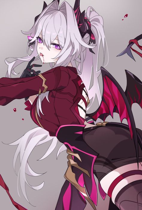 Krull Tepes, Dark Characters, A Mimir, Pfps And Banners, Discord Profile, Fictional Women, Aesthetic Grunge Outfit, Demon Girl, Honkai Impact 3rd