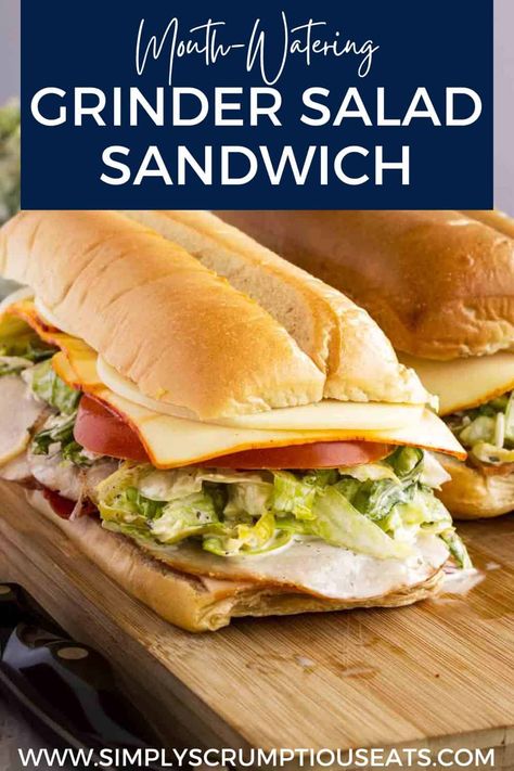 Grinder Sandwich Recipe, Grinder Salad Sandwich, Grinder Salad, Lunch For Work, Grinder Sandwich, Packing Lunch, Summer Sandwiches, Classic Sandwich, Scrumptious Food