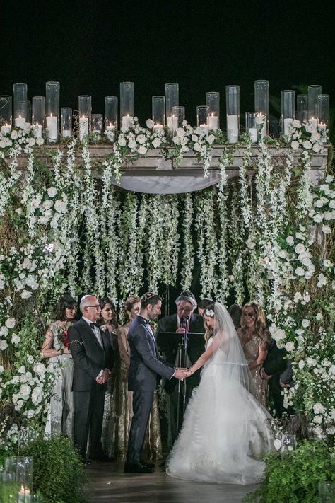 A Vera Wang Bride for a SUPER Luxe Jewish Wedding with a 20-Person Bridal Party and Epic Chuppah at Bacara Resort and Spa, Santa Barbara, California Modern Wedding Chuppah, Jewish Wedding Arch, Wedding Chuppah Greenery, Creative Chuppah, Chuppah Indoor, Unique Chuppah, Rustic Chuppah, Synagogue Wedding, Modern Chuppah