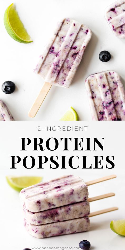 These popsicles are the simplest of simple. Like, two ingredients simple. They take less than 10 minutes to prepare (followed by some time in the freezer of course) and they’re sweet, tangy and refreshing. Bonus, each popsicle has approximately 6 grams of protein.  #popsicles #proteinpopsicles #yogurtpopsicles #yogurtpops #highprotein #glutenfree #healthypopsicles #smoothiepopsicles No Sugar Popsicles Healthy, Clean Eating Popsicles, Popsicle Healthy Recipes, Homemade Sugar Free Popsicles, Frozen Popsicle Recipes Healthy, Protein Ice Pops, Protein Shake Popsicles, Ww Popsicles, Popsicle Recipes For Toddlers