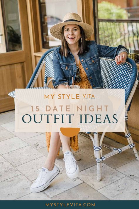 Date Night Dress Over 50, Date Ootd Casual, Dress For Date Casual, What To Wear On A Casual Date, Cute Casual First Date Outfits, Cute Spring Date Outfits, Movie Outfit Ideas Casual Summer, Casual Coffee Date Outfit Summer, Spring Dinner Outfits Classy Night