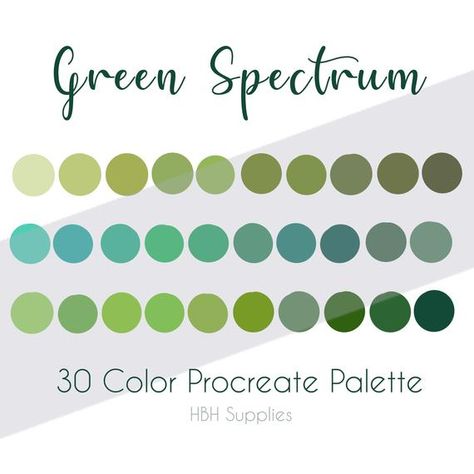 Use code SAVEADOLLAR when you add 5 palettes to your cart! GREEN SPECTRUM PALETTE FOR PROCREATE ***PREVIEW PHOTO SHOWN*** To prevent stealing/screenshotting/copying before making a purchase. You will receive the full colors upon purchase. Hand picked spectrum of various green shades, just for the Green Procreate Palette, Green Color Palettes, Procreate Palettes, Palette Green, Procreate Palette, Ipad Procreate, Procreate Ipad Art, Paw Print Stickers, Palette Art