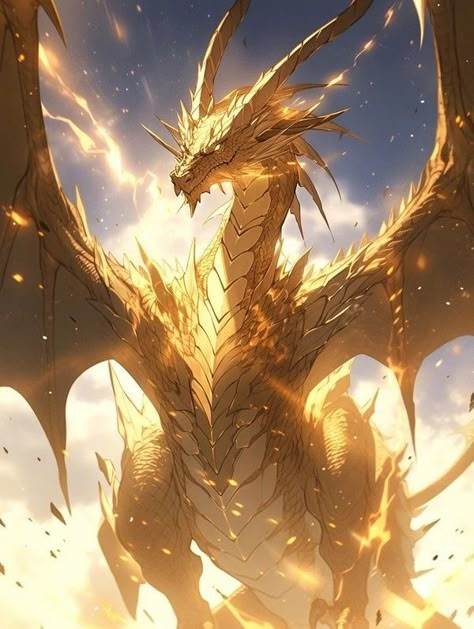 Golden Wyvern, Elemental Dragons, Monster Artwork, Dragon Artwork Fantasy, Spirit Animal Art, Golden Dragon, Creature Artwork, Fantasy Creatures Art, Dragon Artwork