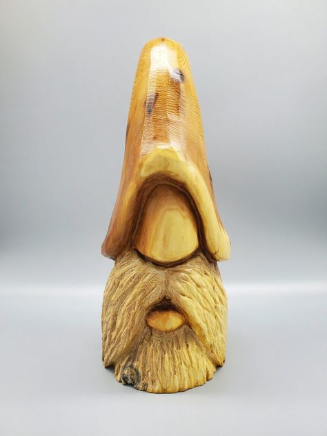 13″ Gnome – Front Carved Gnomes, Gnome Carving, Gnome Projects, Wizard Carving, Whimsical Carvings, Chainsaw Carving Patterns, Wooden Gnomes, Power Carving Tools, Age Wood