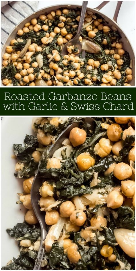 Roasted Garbanzo Bean Recipes, Garlic Beans, Swiss Chard Recipe, Roasted Garbanzo Beans, Garbanzo Bean Recipes, Swiss Chard Recipes, Chard Recipes, Homemade Salads, Homemade Salad Dressing