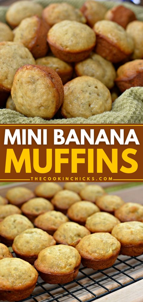 Here's a mini muffin recipe if you're wondering what to do with overripe bananas! It's a must-have on your Easter brunch menu. Not only are these Mini Banana Muffins easy to make, but they are also moist and delicious. Perfect for your Mother's Day at home, too! Hostess Mini Muffin Recipe, Easy Banana Bread Muffins Quick, Homemade Mini Muffins Kids, Mini Muffins Recipes Easy, Diy Mini Muffins For Kids, Mini Banana Nut Muffins, Homemade Mini Muffins, Mini Muffins For Kids, Banana Baked Goods