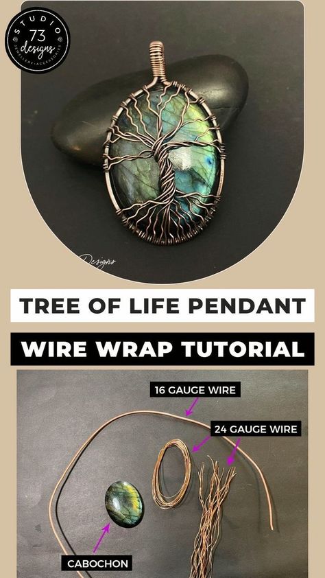 In this post, I will show you how to wire-wrap a Tree of Life pendant, step by step.The tree of life is a symbol that has been used throughout history in many different cultures. It often represents the idea of rebirth or regeneration, as well as the interconnectedness of all life. Find out free wire wrap tutorial at www.studio73nb@gmail.com | wire wrapped tree of life How To Wire Wrap A Pendant, Diy Tree Of Life Pendant, Wire Wrapped Jewelry Tree Of Life, Wire Wrapped Tree Of Life Tutorial, How To Make Tree Of Life Wire Wrap, Tree Of Life Jewelry Tutorial, Tree Of Life Pendant Tutorial, How To Wire Wrap Crystals Tutorials, Bead Wrapping Tutorial