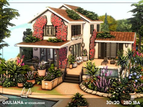 The Sims Resource - Giuliana (NO CC) Sims 4 Front Yard, Italian House Sims 4, Sims 4 Italian Villa, Hacienda Sims 4, Tartosa Homes Sims 4, Sims 4 Mediterranean Cc, Spanish Villa Sims 4, Sims 4 Mediterranean, Spanish Vibes