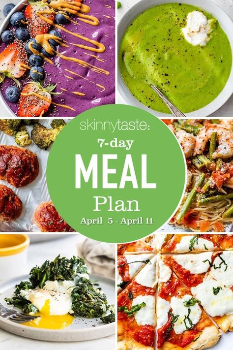 7 Day Healthy Meal Plan (April 5-11) 7 Day Healthy Meal Plan, Meatball Dinner, Healthy Meal Plan, Day Meal Plan, Recipe Builder, Salsa Fresca, Pasta Fagioli, 7 Day Meal Plan, Skinny Taste Recipes