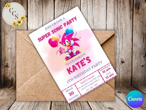 Sonic Party, Girls Party Invitations, Sonic Birthday, Speed Of Light, Super Sonic, Birthday Star, Party Details, Invite Template, Birthday Invitations Girl