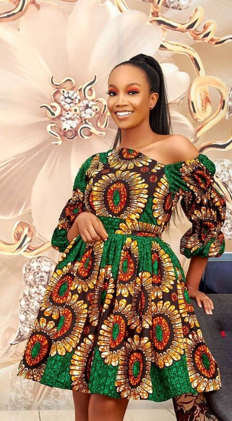 Green Satin Prom Dress, Chitenge Outfits, African Bridal Dress, African Print Dress Ankara, African Clothes, African Fashion Modern, Short Gowns, African Fashion Women Clothing, African Traditional Dresses