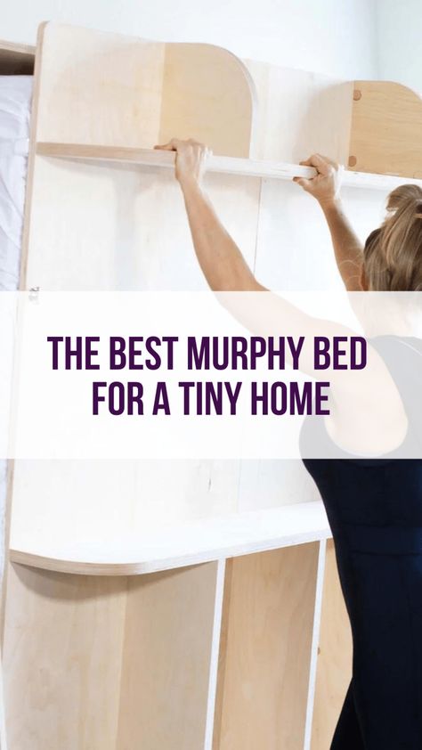 The Best Murphy Bed for a Tiny Home – a small life Murphy Bed Ideas Diy Small Spaces, Tiny House Murphy Bed, Cheap Murphy Bed, Decent Bed Design, Tiny House Bed, Murphy Furniture, Cozy Bedroom Ideas For Women, Murphy Bunk Beds, Beautiful Bed Designs