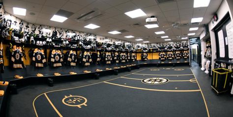 Locker room prepped & ready! Locker Room Aesthetic, Hockey Locker Room, Hockey Locker, School Locker Room, School Locker, Locker Room, Boston Bruins, Sports Games, Room Aesthetic