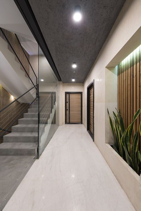 Paeiz 6 Residential Building / Hamedart | ArchDaily Residential Entrance Lobby, Entrance Lobby Design Residential, Residential Building Lobby, Lobby Design Residential, Apartment Building Hallway, Residential Building Entrance, Entrance Lobby Design, Small Lobby, Residential Lobby