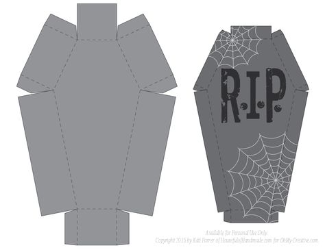 http://www.ohmy-creative.com/holiday-crafts/halloween/free-printable-halloween-coffin-treat-boxes/ Halloween Kids Crafts Easy, Halloween Spider Craft, Halloween Lanterns Diy, Holiday Crafts Halloween, Spring Nails Coffin, Halloween Invitaciones, Moldes Halloween, Halloween Origami, Monster Crafts