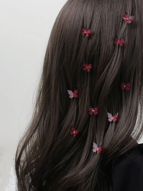 Butterfly Hairstyle, Butterfly Hair Accessories, Trendy Hairstyle, Butterfly Hair Clip, Hair Up Styles, Butterfly Clips, Glitter Hair, Hairdo For Long Hair, Hair Rings