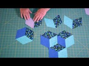 Tumbling Blocks Pattern, Tumbling Blocks Quilt, Tumbling Blocks, Block Quilt, Quilting Videos, Easy Quilt Patterns, Patchwork Quilt Patterns, Quilt Block Tutorial, Hexagon Quilt