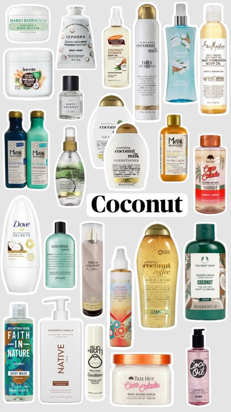 Cheap Coconut Perfume, Coconut Shower Products, Scent Combos Hygiene Coconut, Beach Esencial, Coconut Scent Aesthetic, Coconut Sent, Coconut Scent Combo, Coconut Smelling Products, Coconut Scented Products