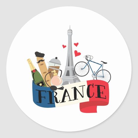 France round sticker. Perfect for scrapbooking, card making, and other paper crafts. #France . #Ideas_Para_Logos #French_Logo #French_Printable #French_Icons French Logo, Custom Hard Hats, Custom Car Stickers, French Icons, French Theme, France Flag, Paris Wallpaper, School Creative, Paris Logo