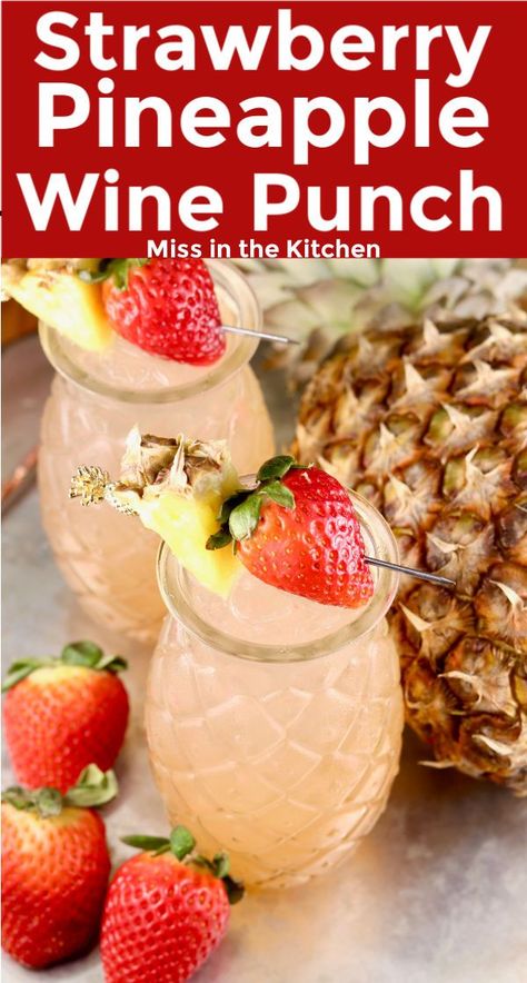 Large Batch Punch With Alcohol, Big Batch Party Punch, Pineapple Wine Punch, Alcohol Party Punch Big Batch, Punch With Hawaiian Punch And Sprite, Pineapple Wine, Wine Walk, Easy Party Drinks, Wine Punch