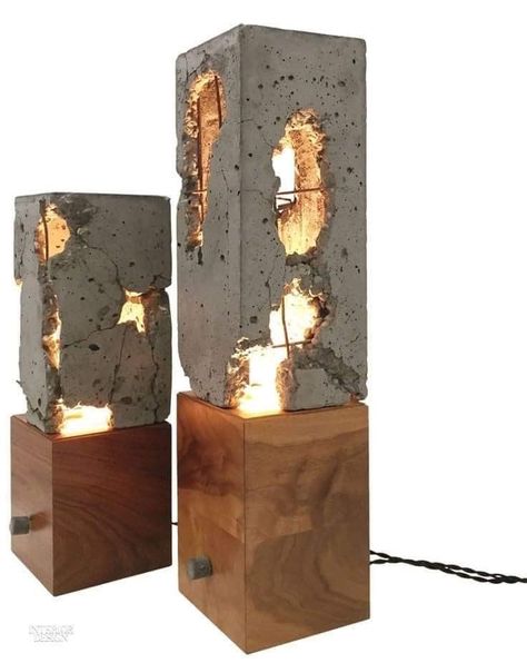 Diy Luminaire, Concrete Light, Beton Design, Diy Lampe, Cement Diy, Concrete Diy Projects, Concrete Lamp, Concrete Sculpture, Concrete Furniture