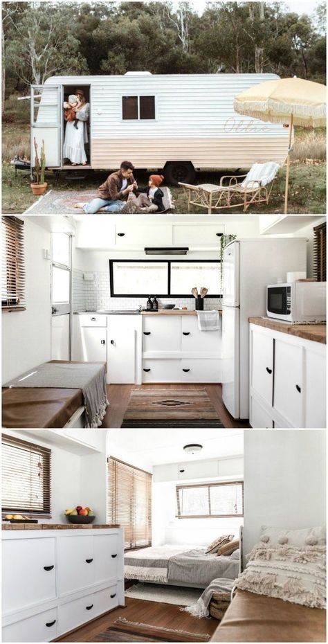 Not-so-handy couple turned a 1982 Windsor Statesman caravan into a blissfull holiday home. With a little help from dad #camper #traveltrailer #camping #glamping Vintage Trailer Remodel, Camper Vintage, Aesthetic Airport, Tiny House Camper, Caravan Makeover, Camper Trailer Remodel, Vintage Camper Remodel, Caravan Renovation, Kombi Home