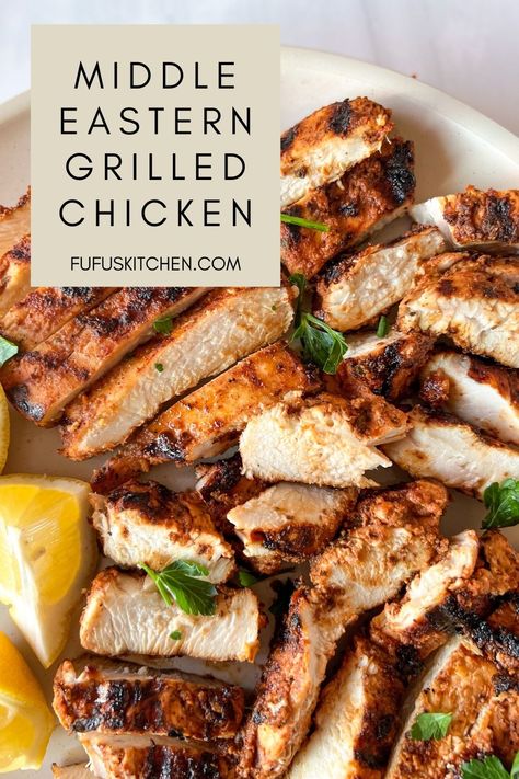 This Middle Eastern grilled chicken is so juicy and delicious. It goes perfectly on top of a salad, or with some rice, and even in a sandwich. The options are endless and all fantastic. Mid Eastern Recipes, Chicken Middle Eastern Recipes, Houseboat Meals, Grilled Turkish Chicken, Chicken Stew Middle Eastern, Chicken Kabobs Middle Eastern, Middle Eastern Grilled Chicken, Middle Eastern Chicken Recipes Arabic Food, Middle Eastern Rice