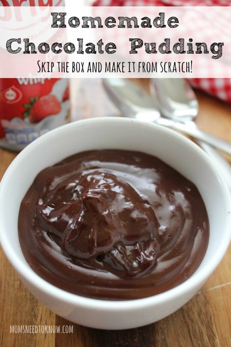 How To Make Homemade Chocolate Pudding | Moms Need To Know ™ Homemade Chocolate Pudding Recipe, Pudding Recept, Keto Pudding, Vegan Chocolate Pudding, Chocolate Pudding Recipe, Pudding Cupcakes, Malva Pudding, Homemade Chocolate Pudding, Avocado Pudding