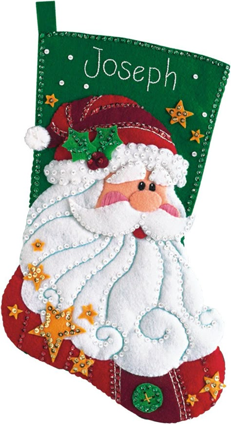 Sequined Santa Stocking Felt Stocking Kit, Christmas Stocking Kits, Felt Christmas Stockings, Felt Stocking, Santa Stocking, Applique Kit, Xmas Stockings, Christmas Stockings Personalized, Holiday Stockings