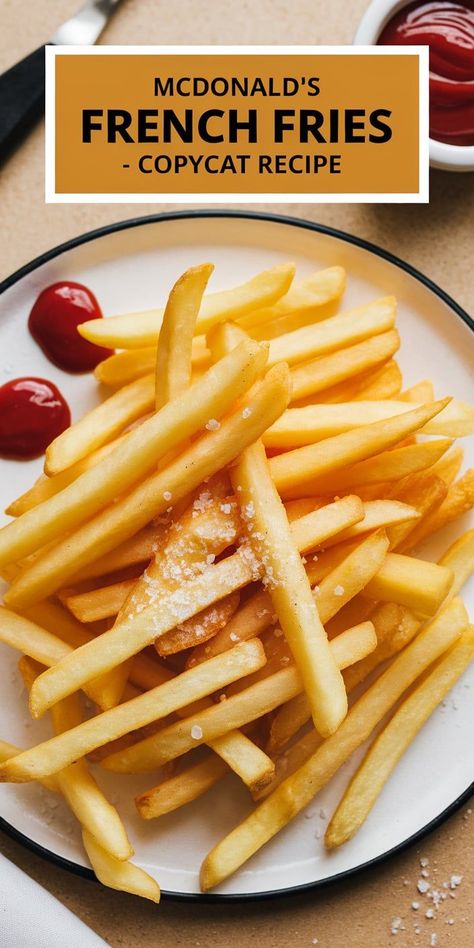 These McDonald's French Fries - Copycat Recipe are crispy, golden, and perfectly seasoned just like the fast-food favorite! Enjoy the taste of your favorite fries from the comfort of home with this easy recipe. Mcdonald French Fries, Recipes Ground Beef, Copycat Recipe, French Fries, Ground Beef Recipes, Copycat Recipes, Easy Dinner Recipes, Easy Recipe, Beef Recipes