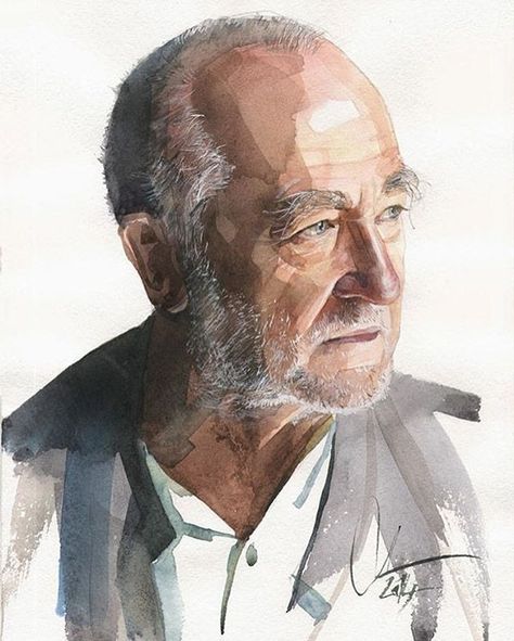 Artist / Alexander Dzivnel. #watercolor #painting #paint #paintings #art #artists #artist #illustration #beard #beardedman #men #man #model #modeling #models #water #color #colour Watercolor Face, Watercolor Portrait Painting, Canvas Art Projects, Painting People, 수채화 그림, Colorful Portrait, Portrait Paintings, Watercolor Portrait, Mini Canvas Art