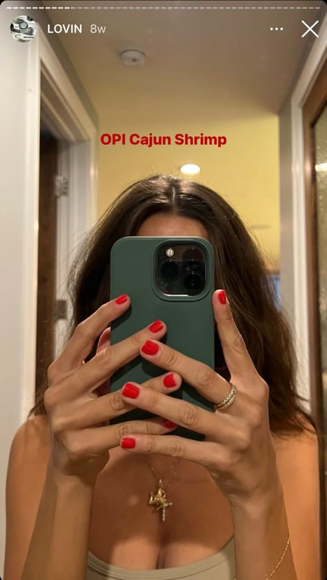 February Gel X Nails, Short Nails January 2024, Cajun Red Nails, Opi Valentines Colors, Cajun Shrimp Nail Polish, Short Nails February, Nail Color 2024, Opi Red Nails, Cajun Shrimp Nails