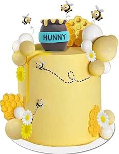 Honey Jar Cake Topper Honeycomb Cake Topper for Birthday Baby Shower Birthday Bee Theme, Bumble Bee Cake, Jar Cake, Honeycomb Cake, Bee Cakes, Cake In A Jar, Cake Accessories, Decorator Icing, Number Cakes