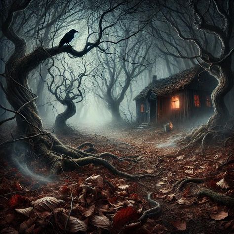 Cette oeuvre d'art sombre d'Halloween représente une maison hantée avec un arbre effrayant sous la pleine lune. L'atmosphère étrange est parfaite pour les décorations d'Halloween ou pour ceux qui apprécient les scènes gothiques fantasmagoriques. Idéal pour créer une ambiance hantée et mystérieuse. Creepy Tree, Spooky Woods, Creepy Face, Spooky Pictures, Terrifying Halloween, Halloween Chalkboard, Haunted Tree, Creepy Faces, Halloween Kunst