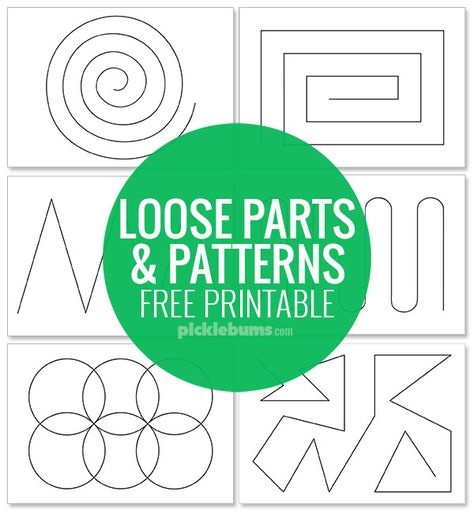 Loose Parts and Pattern Pages - Picklebums Light Table Activities Free Printable, Loose Parts Art Ideas, Making Patterns Preschool, Fine Motor Pattern Activities, Kindergarten Patterning Centres, Preschool Loose Parts Activities, Light Table Printables, Patterning Centres, Free Fine Motor Printables