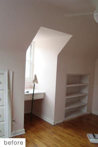 Before & After: Built-In Shelves Cape Cod Bedroom, Dormer Bedroom, Dormer Window, Built In Dresser, Attic Bedrooms, Dormer Windows, Attic Remodel, Upstairs Bedroom, Coastal Bedrooms