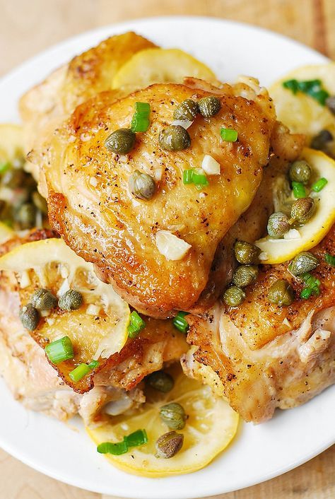 Oven Baked Chicken Piccata Chicken Piccata In Oven, Oven Chicken Piccata, Chicken Piccata Baked, Oven Baked Chicken Piccata, Lemon Picada Chicken, Chicken Thigh Piccata, Baked Chicken Piccata Recipe, Baked Lemon Chicken Thighs, Baked Chicken Piccata