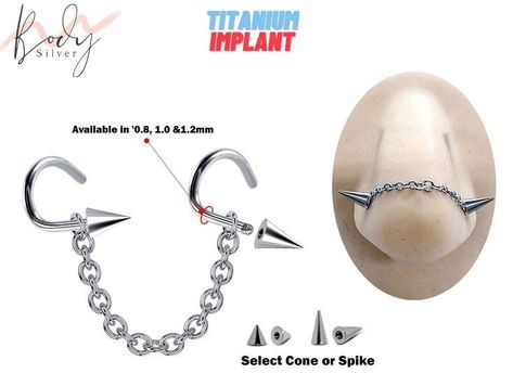 Unique Gauges, Nose Chain Piercing, Nose Bridge Piercing, Piercing Facial, Nasallang Piercing, Nostril Piercing Jewelry, Facial Piercing, Piercing Nostril, Nostril Jewelry