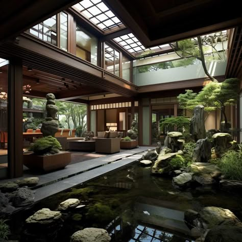 7+ Tips for Implementing Japanese Style in Your Home Design • 333+ Images • [ArtFacade] Rich Traditional Japanese House, Wealthy Japanese Home, Dream House Japanese Style, Japanese Traditional Living Room, Modern Asian House Interior, Asian Style Home Exterior, Japanese Swedish Interior Design, Japanese Mansion Traditional, Traditional Japanese House Layout