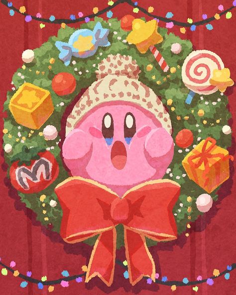 Kirby Art Nintendo, Kirby Pokemon, Kirby Fanart, Fanart Illustration, Xmas Wallpaper, Kirby Art, Artsy Photos, Anime Christmas, Nintendo Art