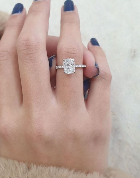 Cushion Cut Pave Engagement Ring, Elongated Cushion Cut Engagement Ring, Wedding Ring Cushion, Elongated Cushion, Cute Engagement Rings, Cushion Engagement Ring, Future Engagement Rings, Cushion Cut Engagement Ring, Pave Engagement Ring