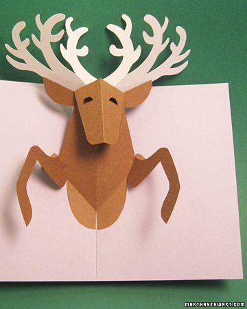 I made these reindeer cards for the kids for Christmas- turned out adorable with little red noses! They love them!  -time consuming  -other cute card ideas as well Pop Up Christmas Cards, Christmas Card Tutorials, Pop Up Card Templates, Diy Holiday Cards, Reindeer Card, Holiday Cards Handmade, Christmas Pops, Navidad Diy, Diy Christmas Cards